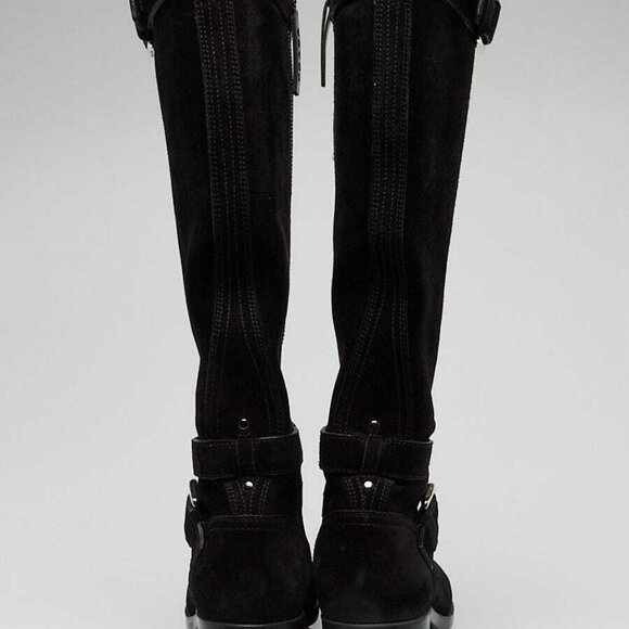 Prada Black Suede Tall Riding Boots 5.5/36 - Picture 5 of 5